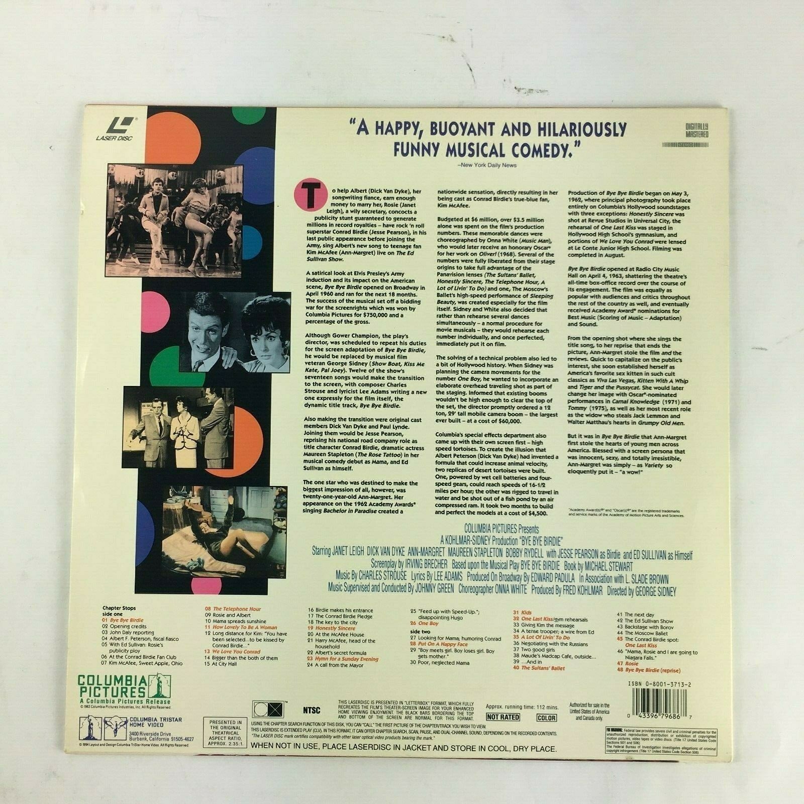 LaserDisc Bye Bye Birdie Janet Leigh Dick Van Dyke Ann Margret Maureen Stapleton