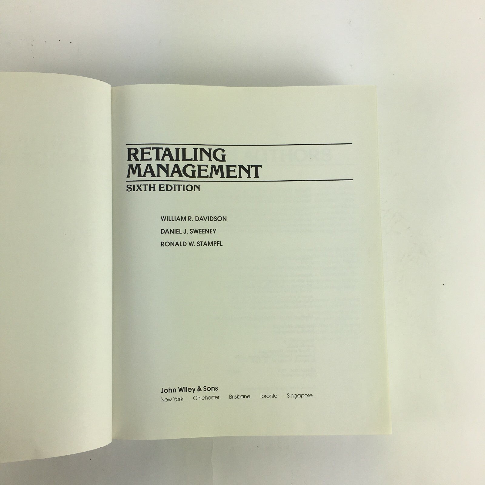 Retailing Management William R.Davidson Daniel J. Sweeney Ronald W.Stampfi