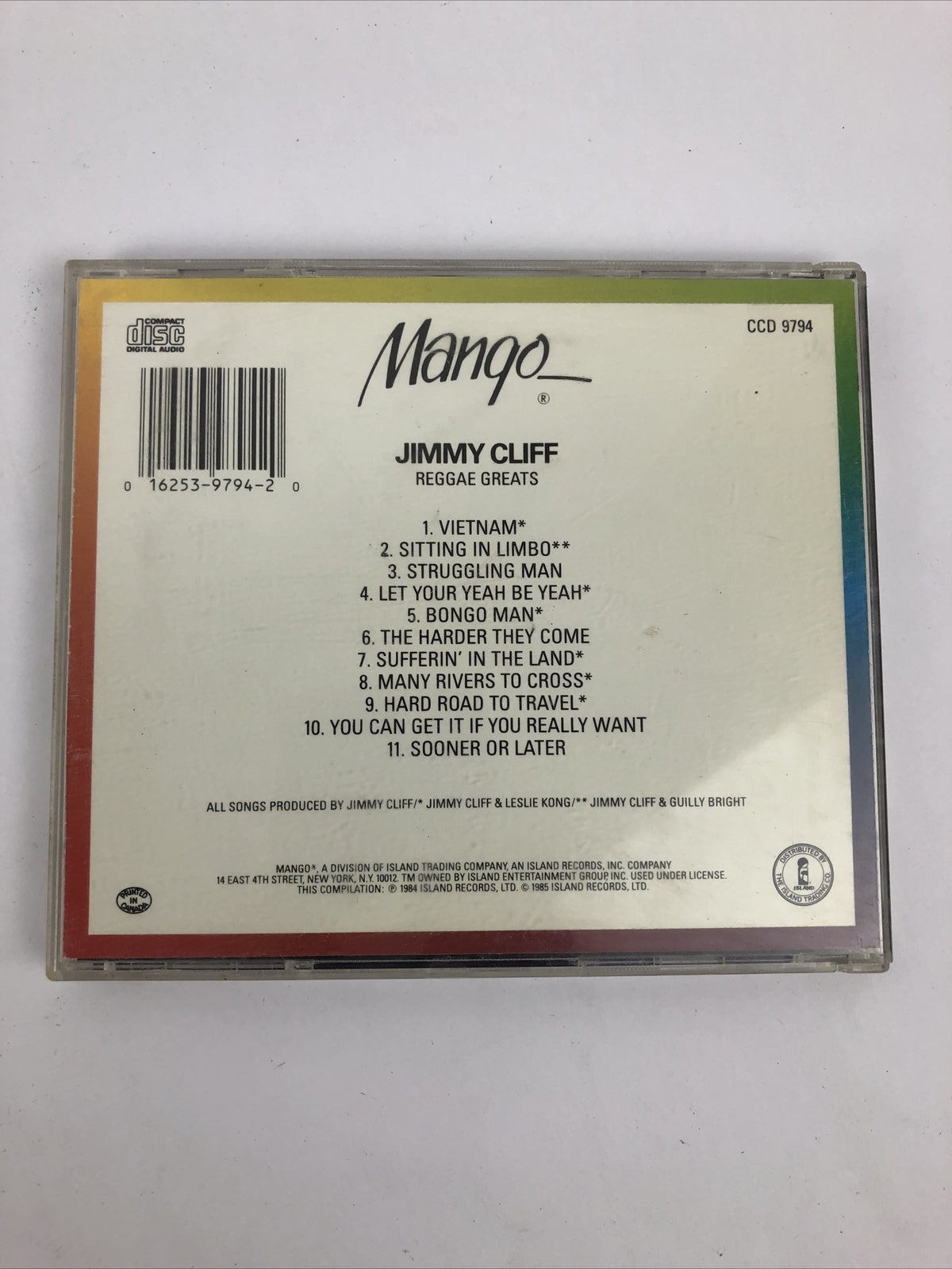 Jimmy Cliff Reggae Greats CCD 9497 (CD, Dec-1987, Mango Records)
