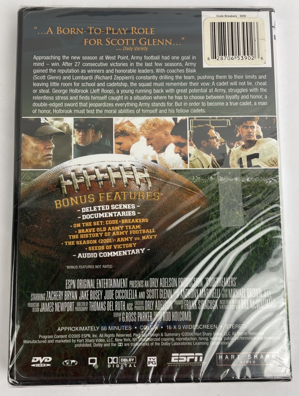 CODE BREAKERS DVD Zachery Bryan, Jake Busey, Scott Glenn, ESPN, Army, West Point
