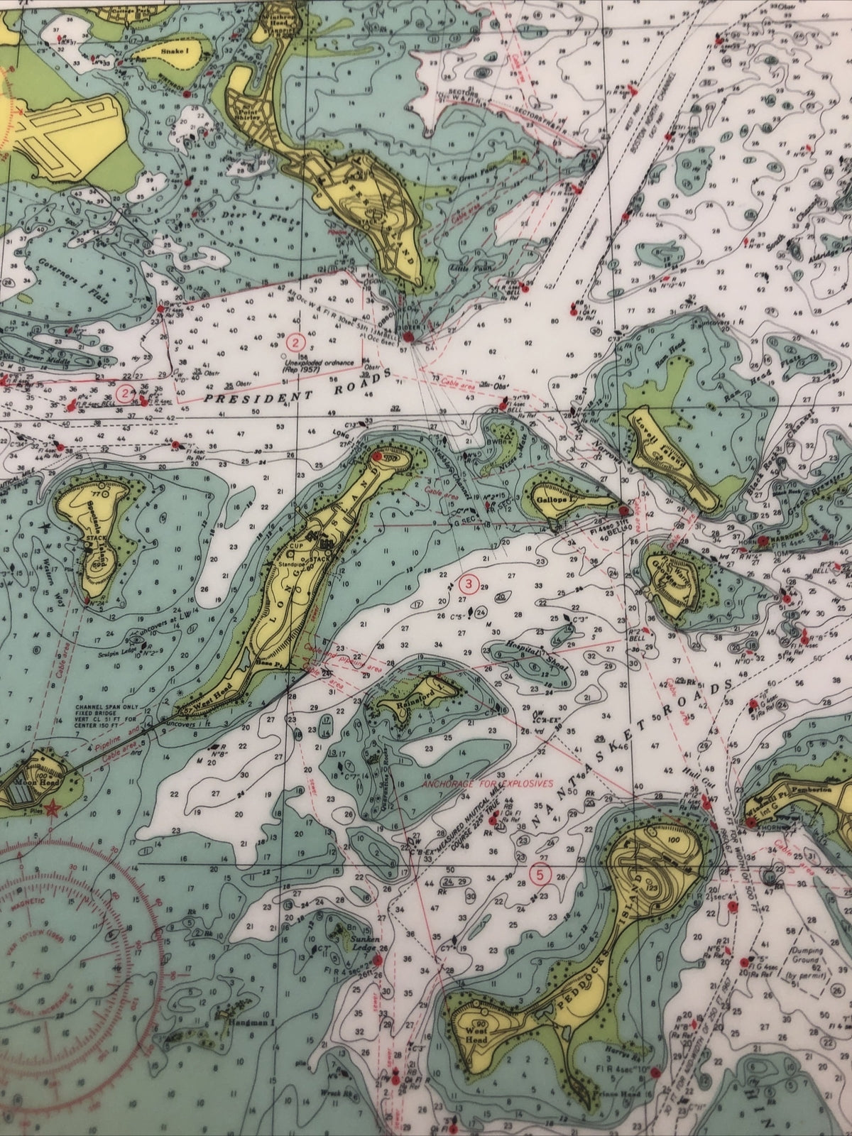 Boston Harbor Massachusetts United States Nautical Sonar Chart Map Laminated