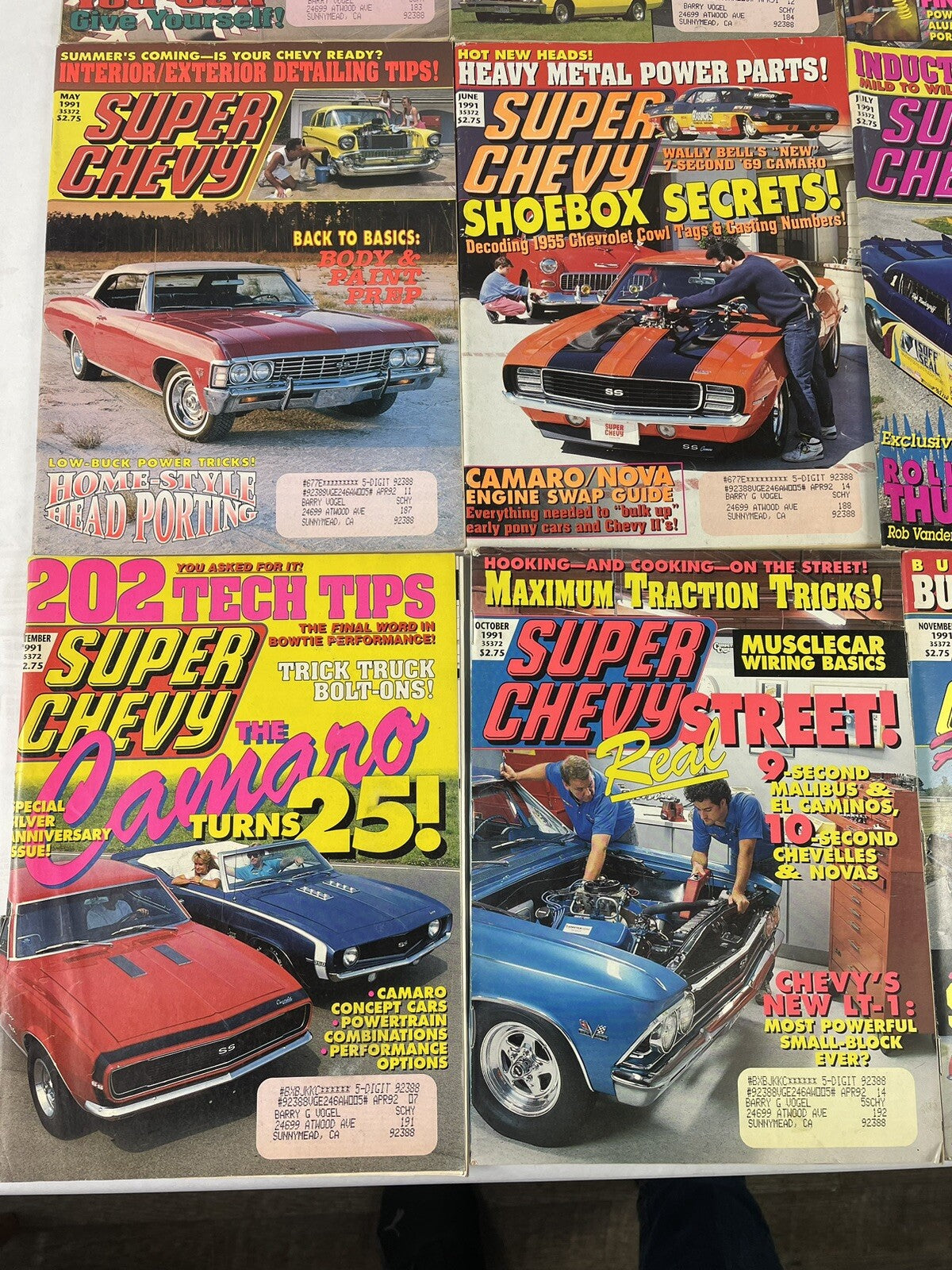 Lot of 12: SUPER CHEVY MAGAZINES Complete Full Set 12 issues Jan to Dec 1991