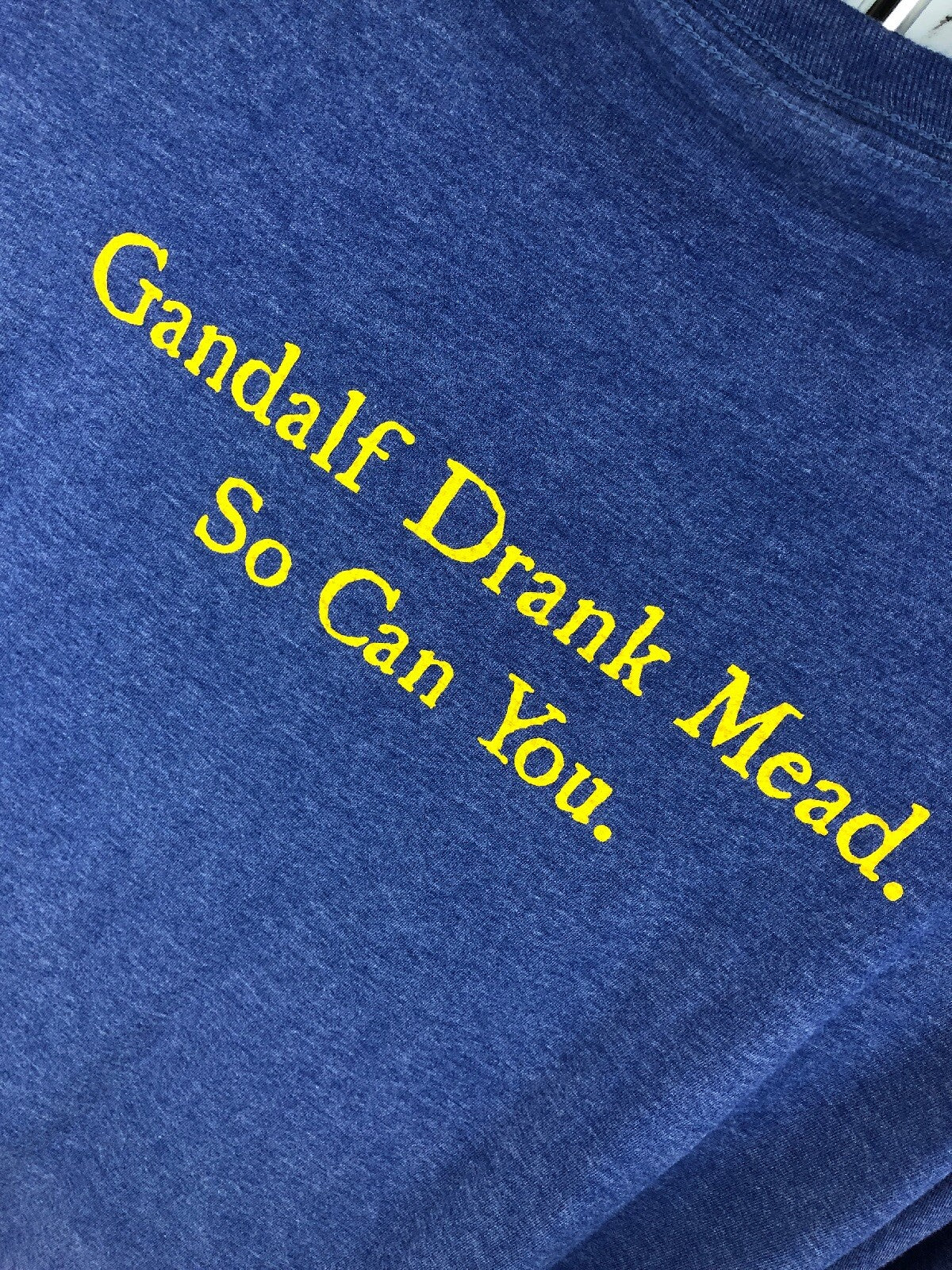 Golden Coast Mead T Shirt Sz XL Blue Gandalf Drank Mead Sustainable Fabric