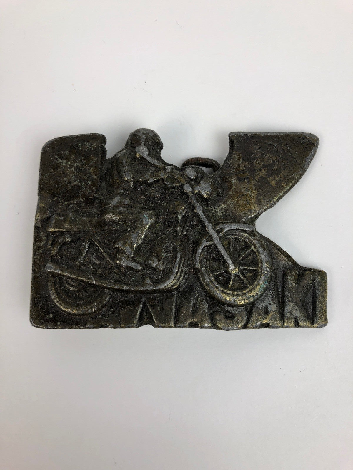 RARE VINTAGE 1970s **KAWASAKI** MOTORCYCLES BRASS BELT BUCKLE - FSTSHP