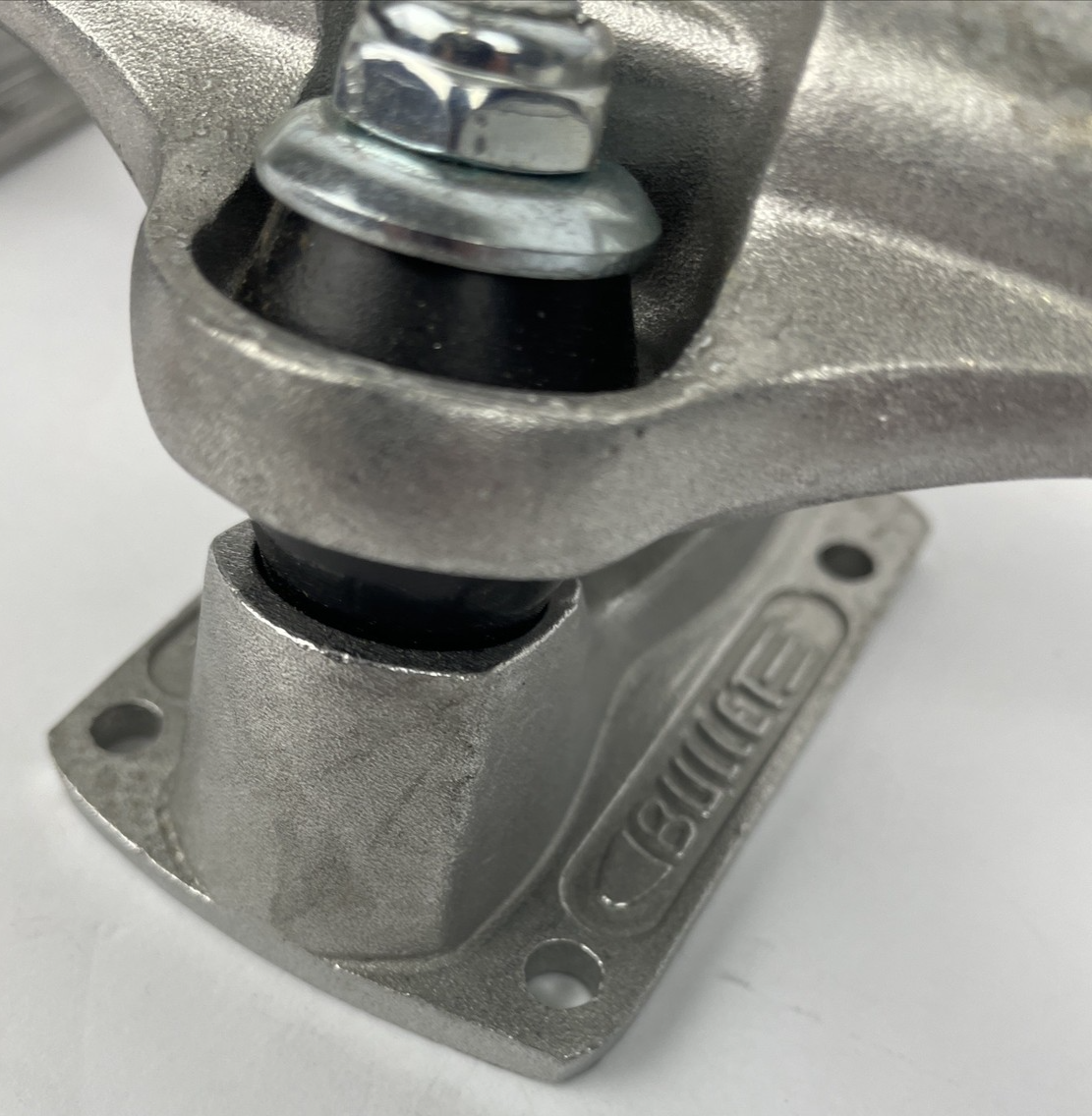 Bullet 120mm skateboard trucks with 7.2-inch axles for 7.0 to 7.5-inch decks by NHS.