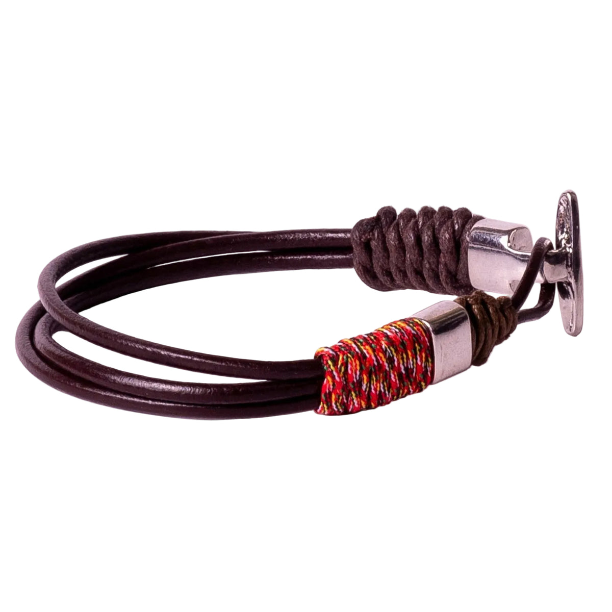 Kavak handmade blue and brown braided leather adjustable men's bracelet
