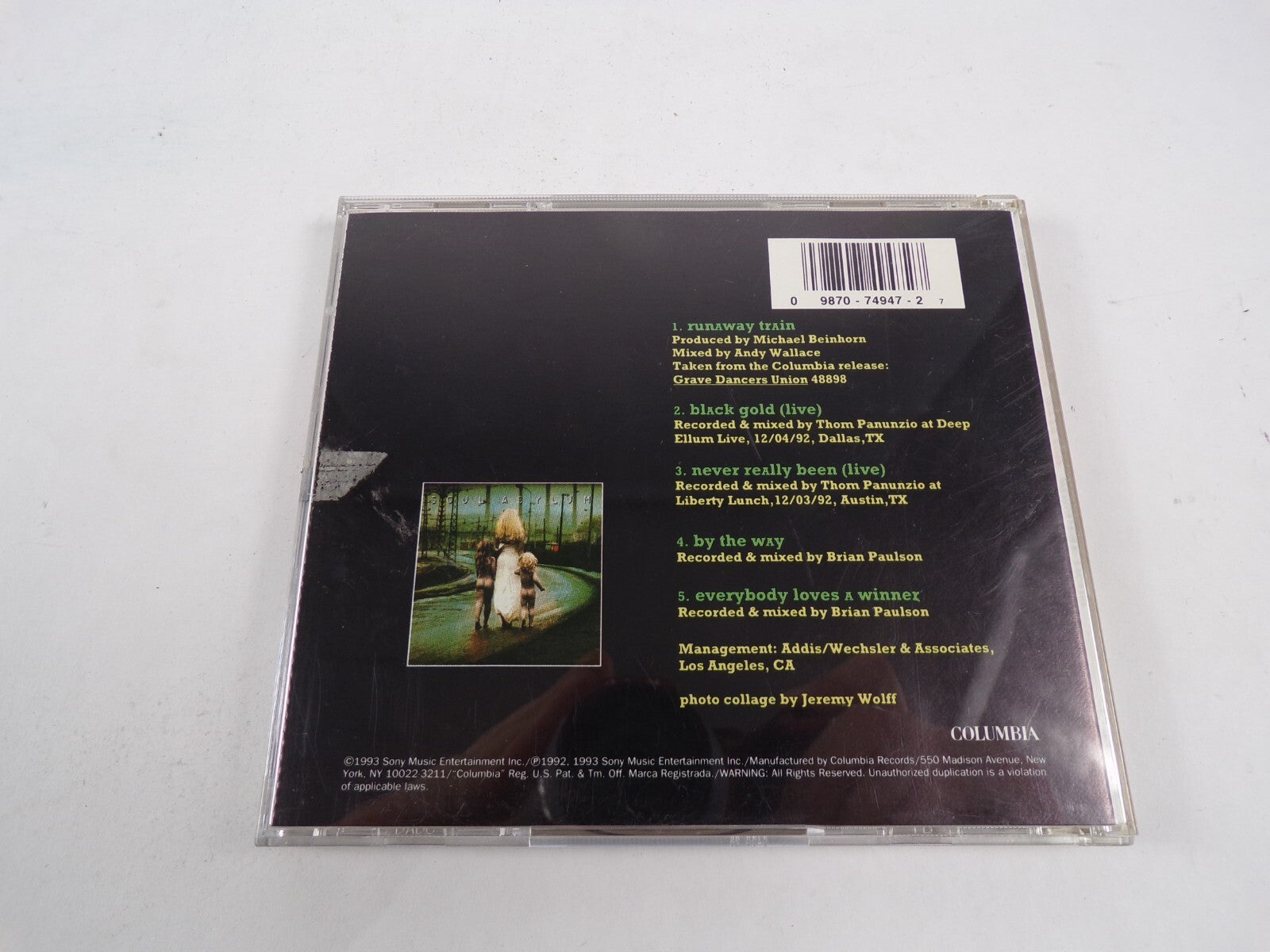 Soul Asylum RunAway Train By the Way Black Gold Live CD #40
