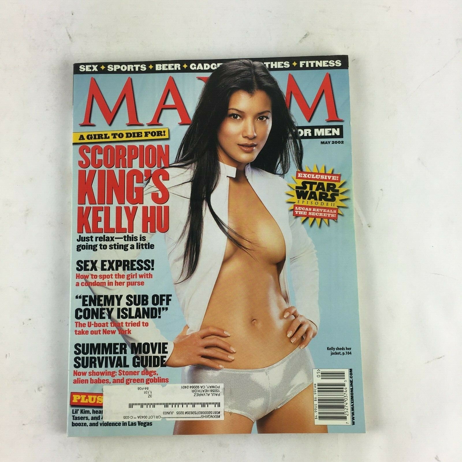 May 2002 Maxim Magazine Scorpion King's Kelly Hu Sex Express! Kelly Sheds