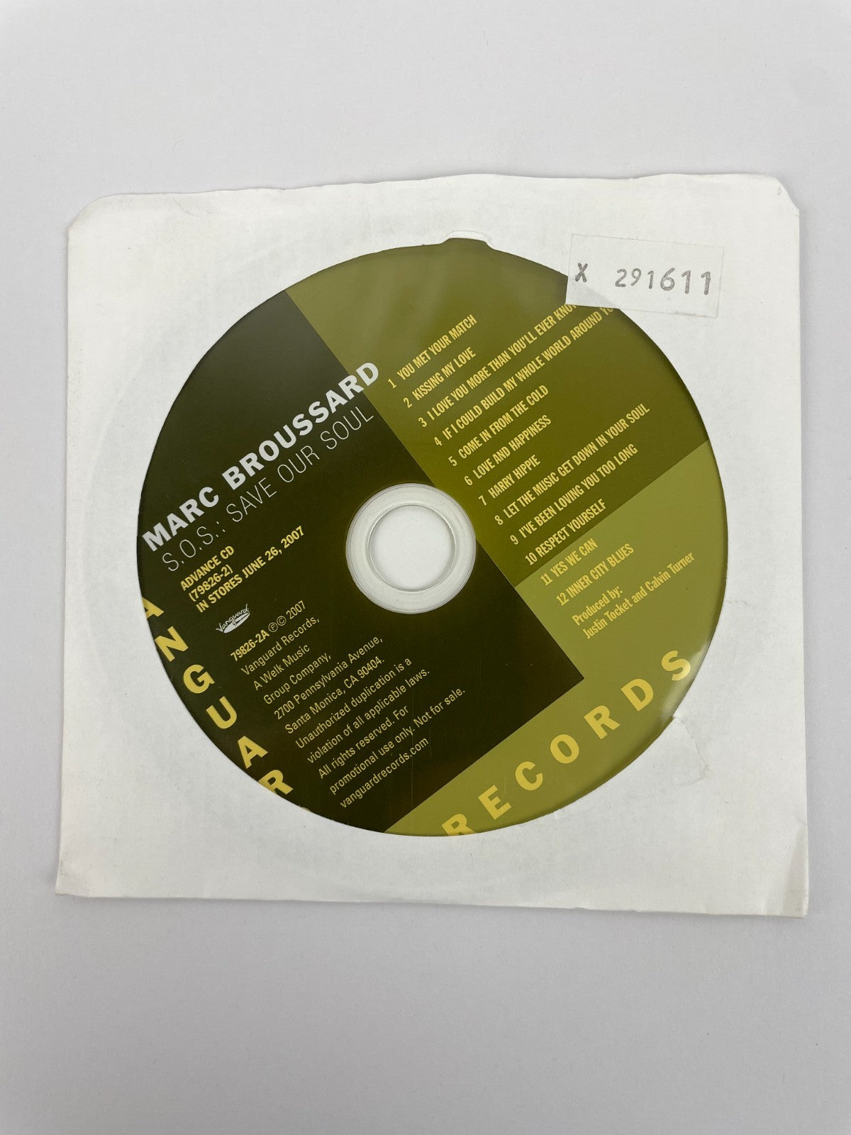 Marc Broussard S.O.S.: Save Our Soul Digital Audio CD Vanguard Records 2007