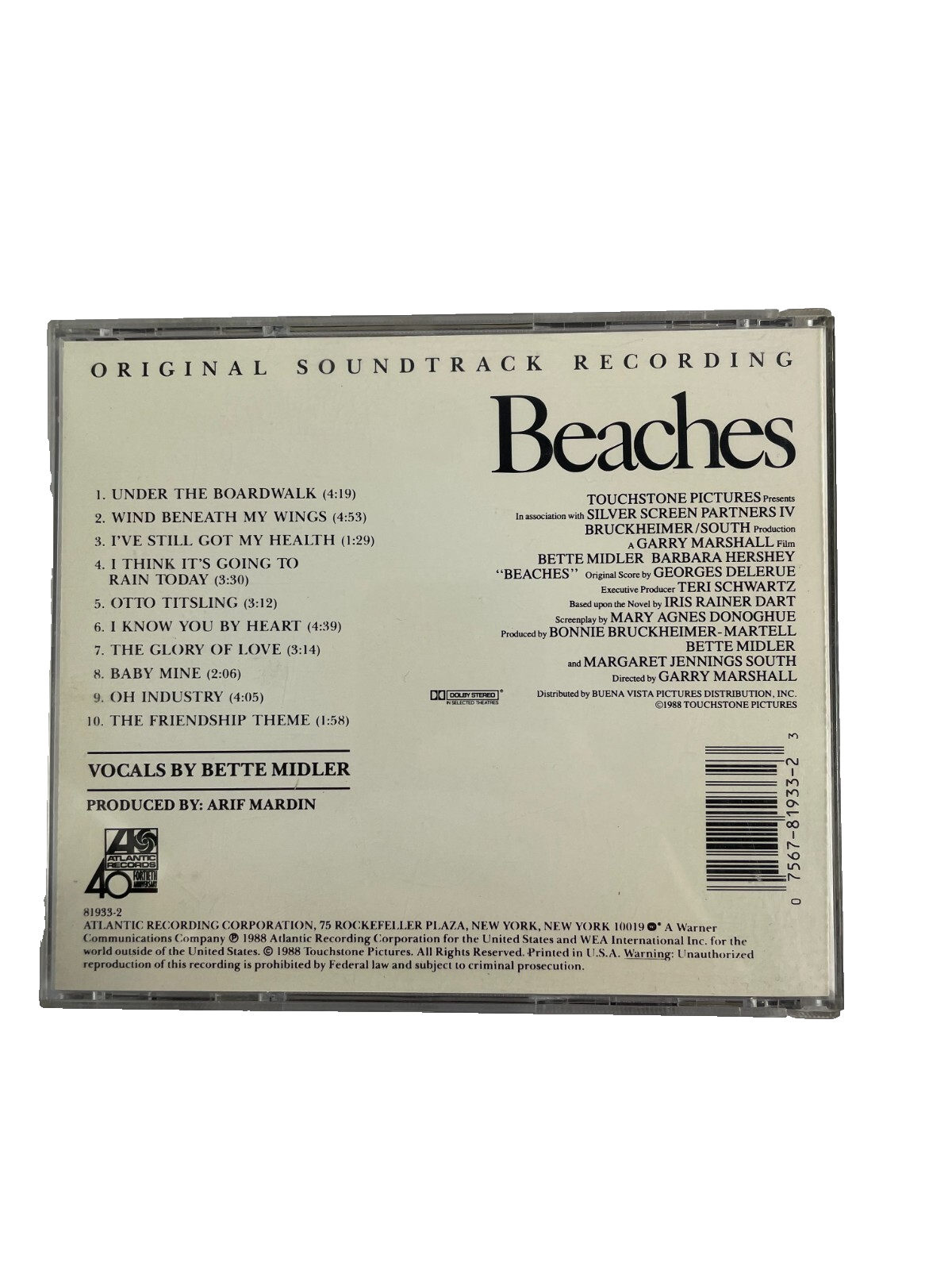 Bette Midler Beaches Under The Boadwalk Wind Beneath My Wings Baby Mine CD#37