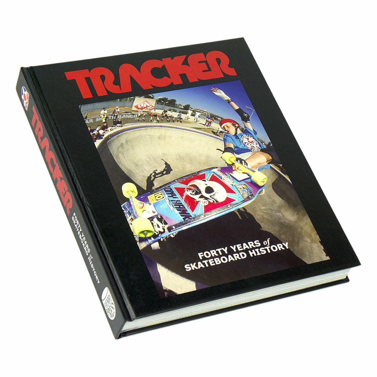Vintage Tracker Trucks Forty Years of Skateboard History collectors book featuring archival photos and the history of the iconic skateboard brand.