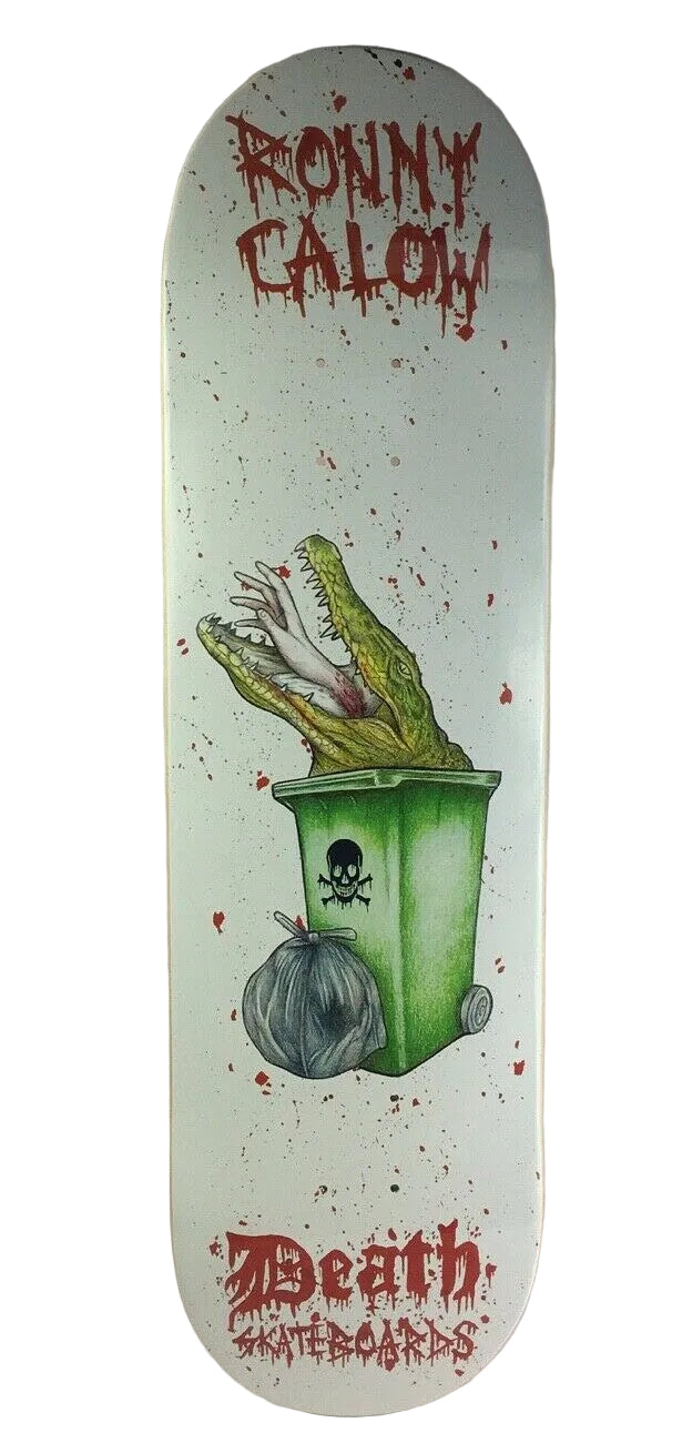 Death Skateboards Ronny Calow Crocodile Pro 8-inch skateboard deck with free grip tape.