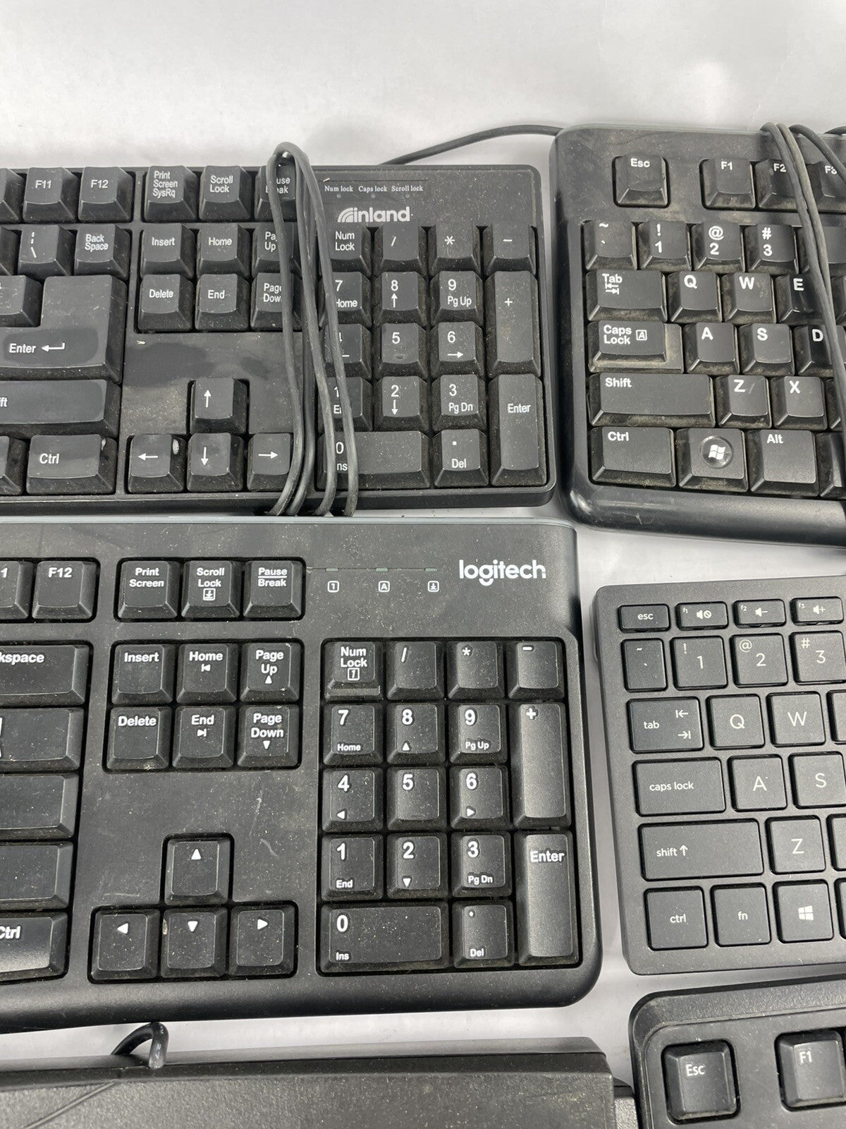 Lot OF 8 - USB Wired Standard Layout Keyboard 104-Key Mixed Random Brand Models