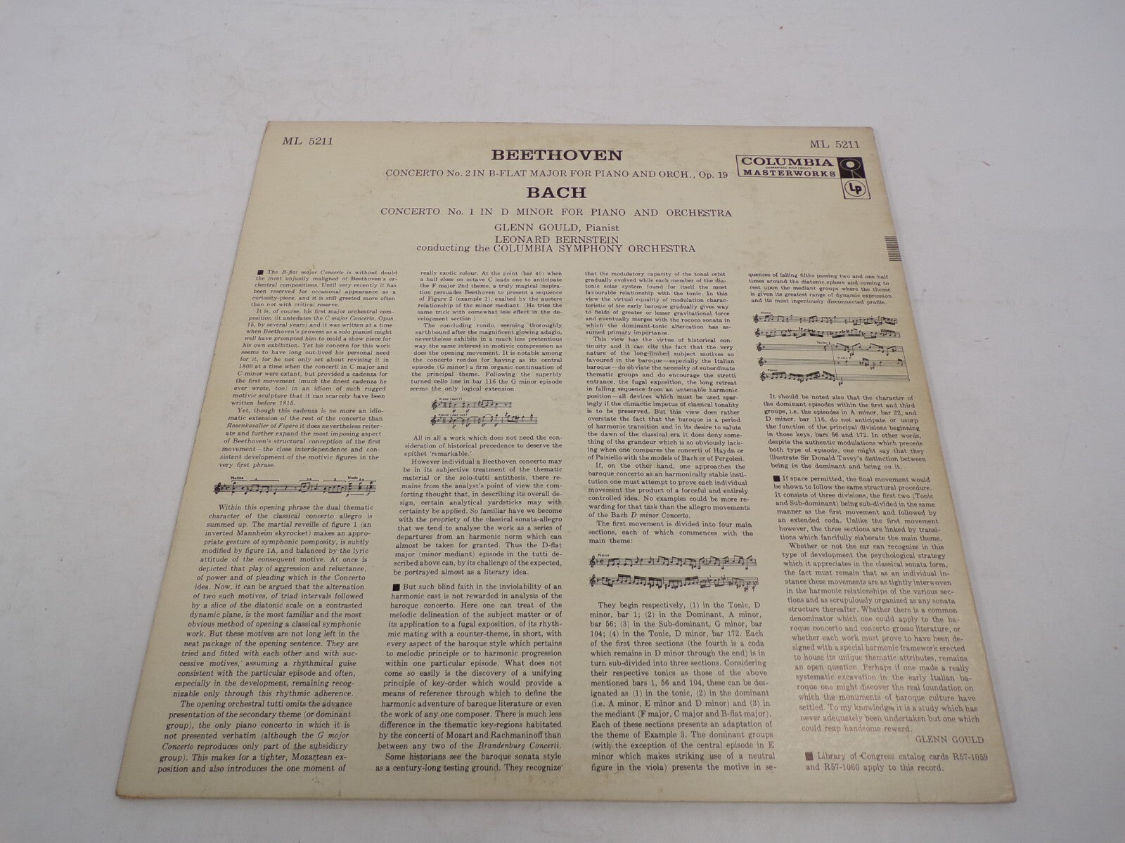 Beethoven Bach Concerto for Piano and Orchestra Glenn Gould Vinyl Records