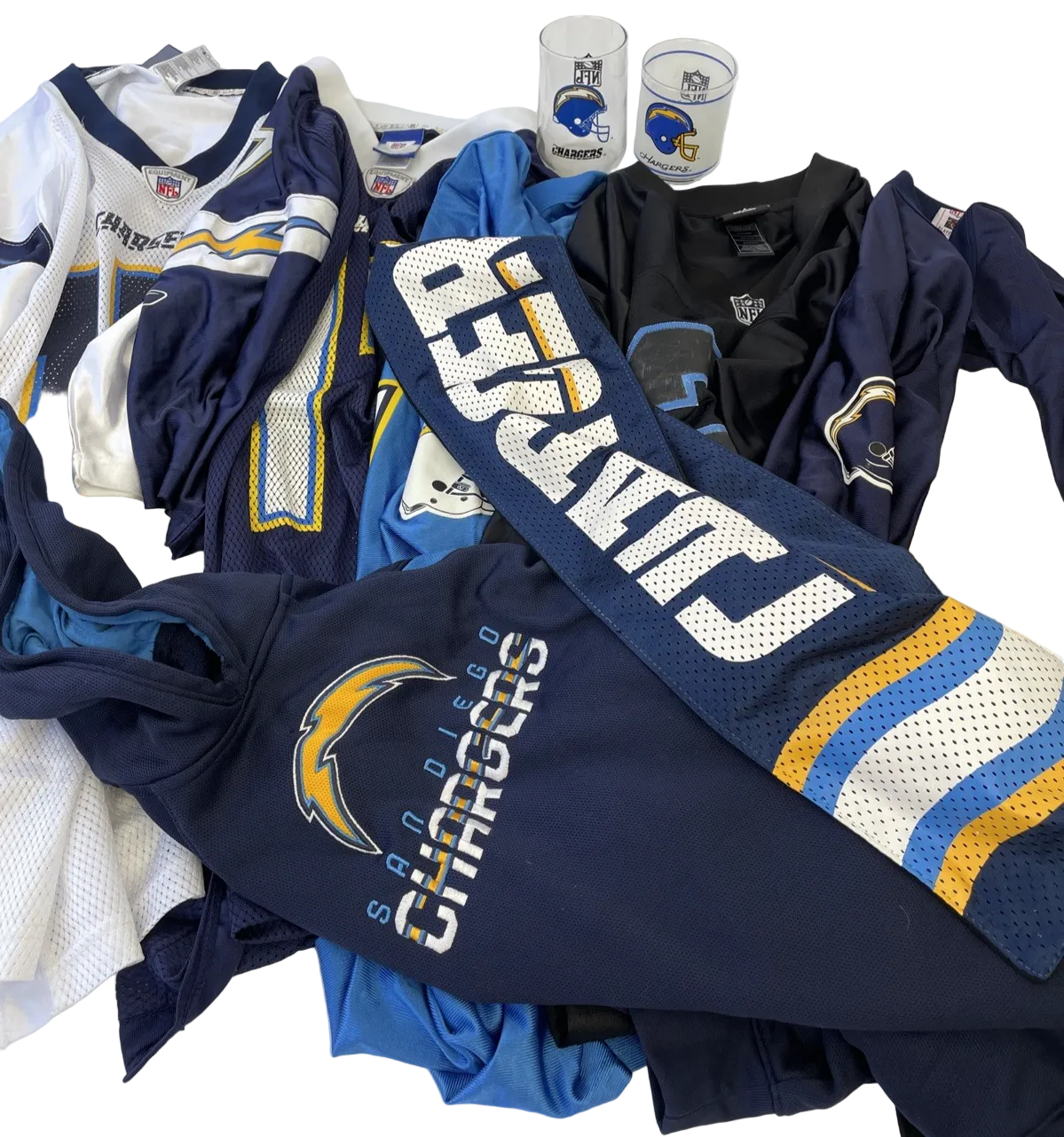 Reebok NFL Chargers Rivers #17 Brees #9 Ryan Mathews #24 - Hoodie Scarf Glasses