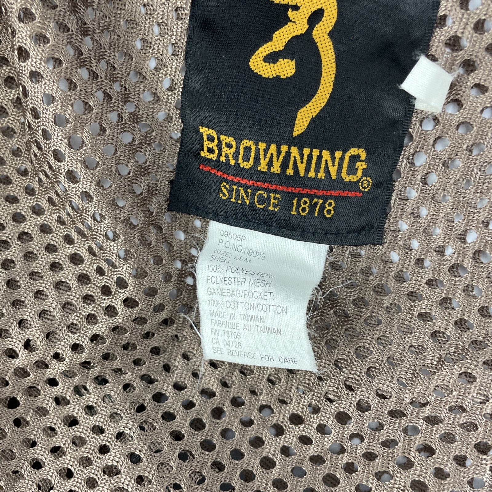 Browning Vest Mens Medium Brown Camo Duck Bird Hunting Game Pocket Full Zip