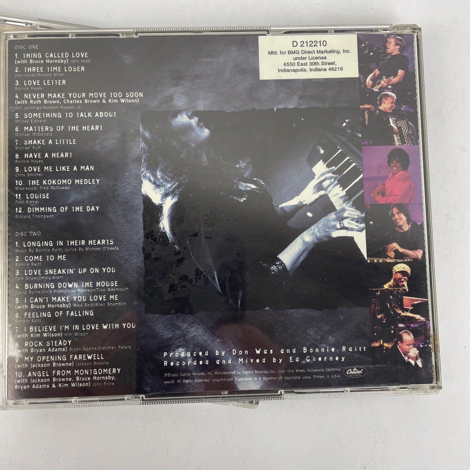 2 x BONNIE RAITT Digital Audio Cd Lot - Nick of Time 1989 - ROAD TESTED, 1995