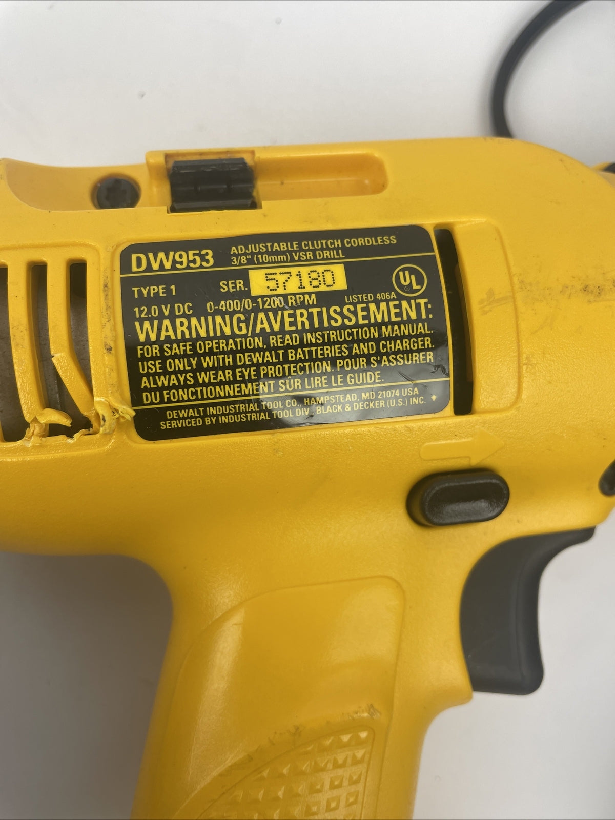 Dewalt DW953 Adjustable Clutch 3/8'' Drill Kit With 2 Batteries & Charger Case