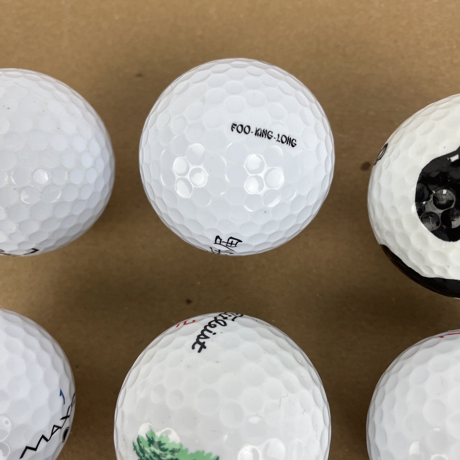 20 x Logo Golf Ball Lot Panda Bull Cali Bear Schwetty Balls FOO KING LONG Booze