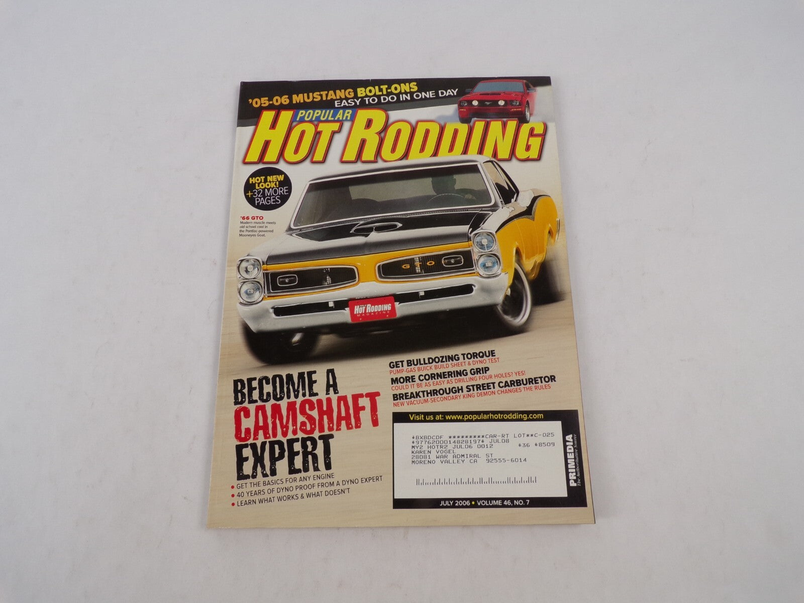 July 2008 Hot Rodding Magazine Become A Camshaft Expert '05-06 Mustang Bolt-ONS