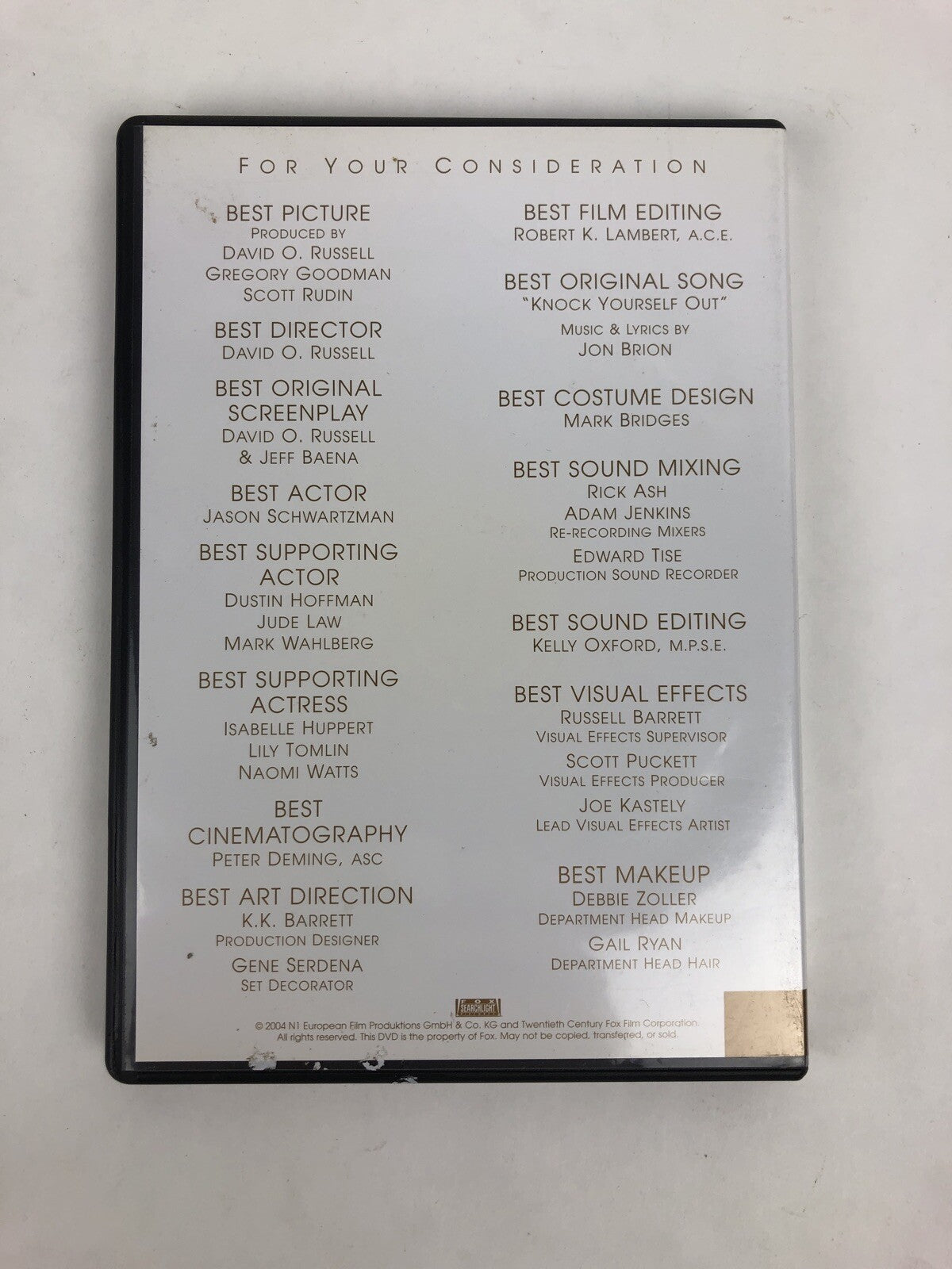 I Love ❤️ Huckabees DVD - Dustin Hoffman -Rare For Your Emmy Consideration Copy