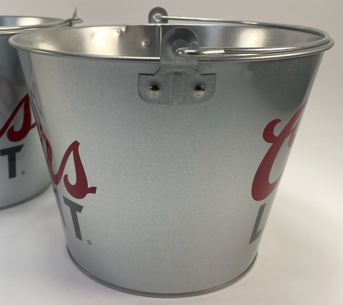 2 x Coors Light Mountains 5 Quart Metal Galvanized Ice Bucket Gray Old Label