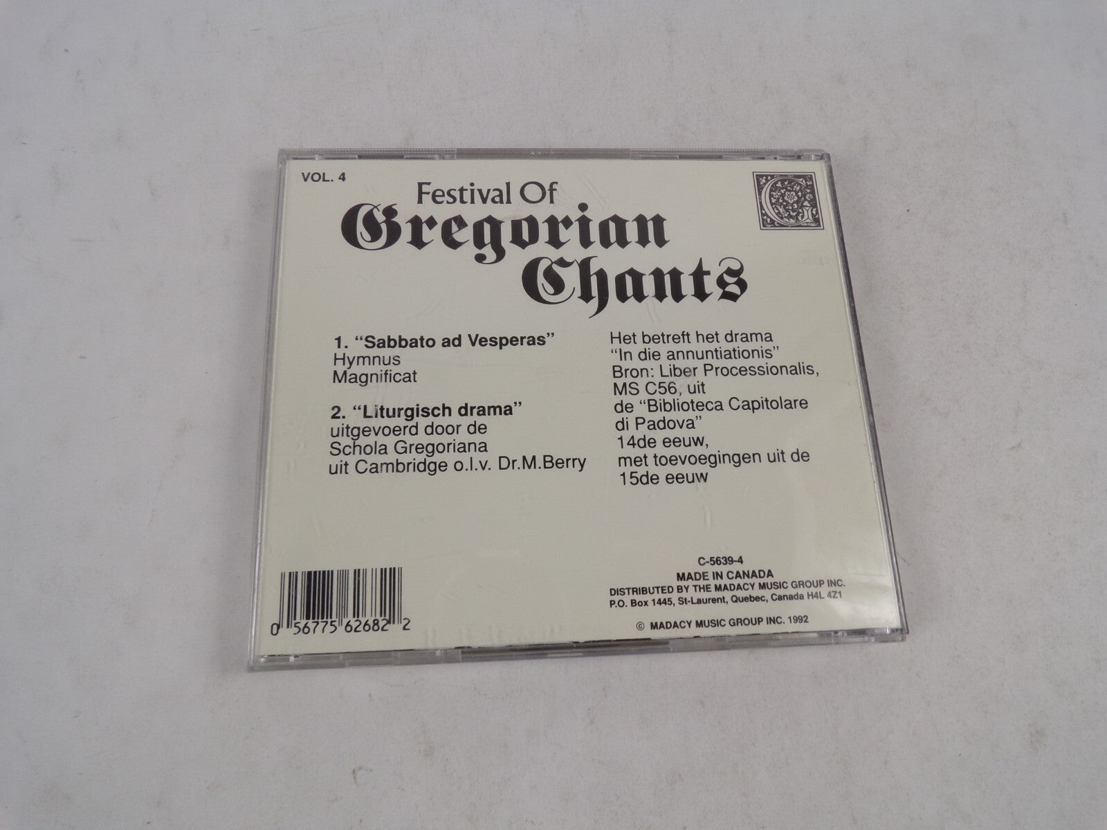 Festival Of Bregorian Shants "Sabbato Ad Vesperas" "Lituringisch Drama" CD#34