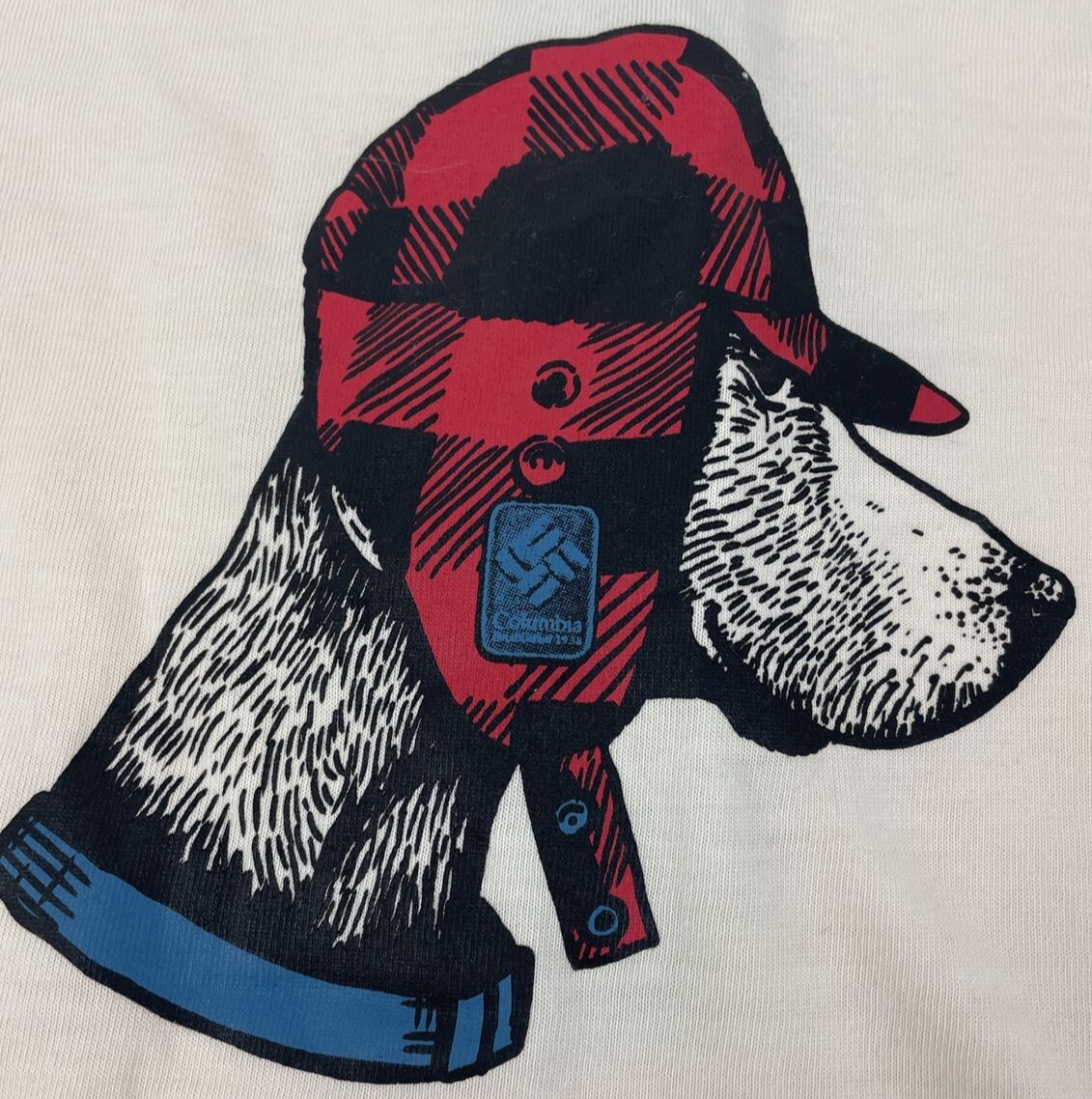 Columbia Dog w/ Hat Cream Long Sleeve Shirt Youth Girls Size Medium (7/8)