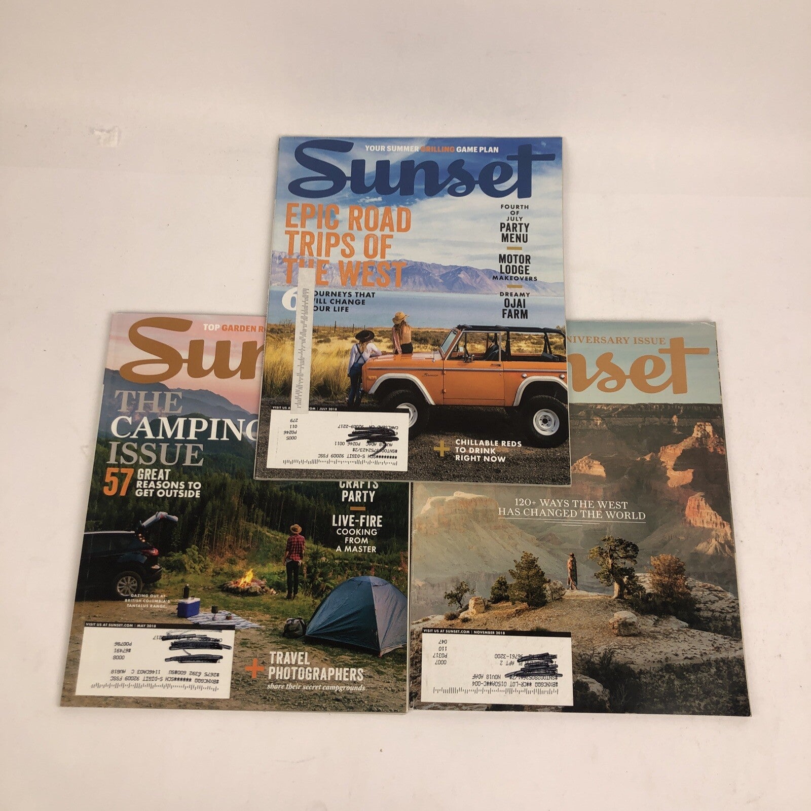 Lot of 3 SUNSET MAGAZINES May July November 2018 UltimateCamping Road Trip Guide