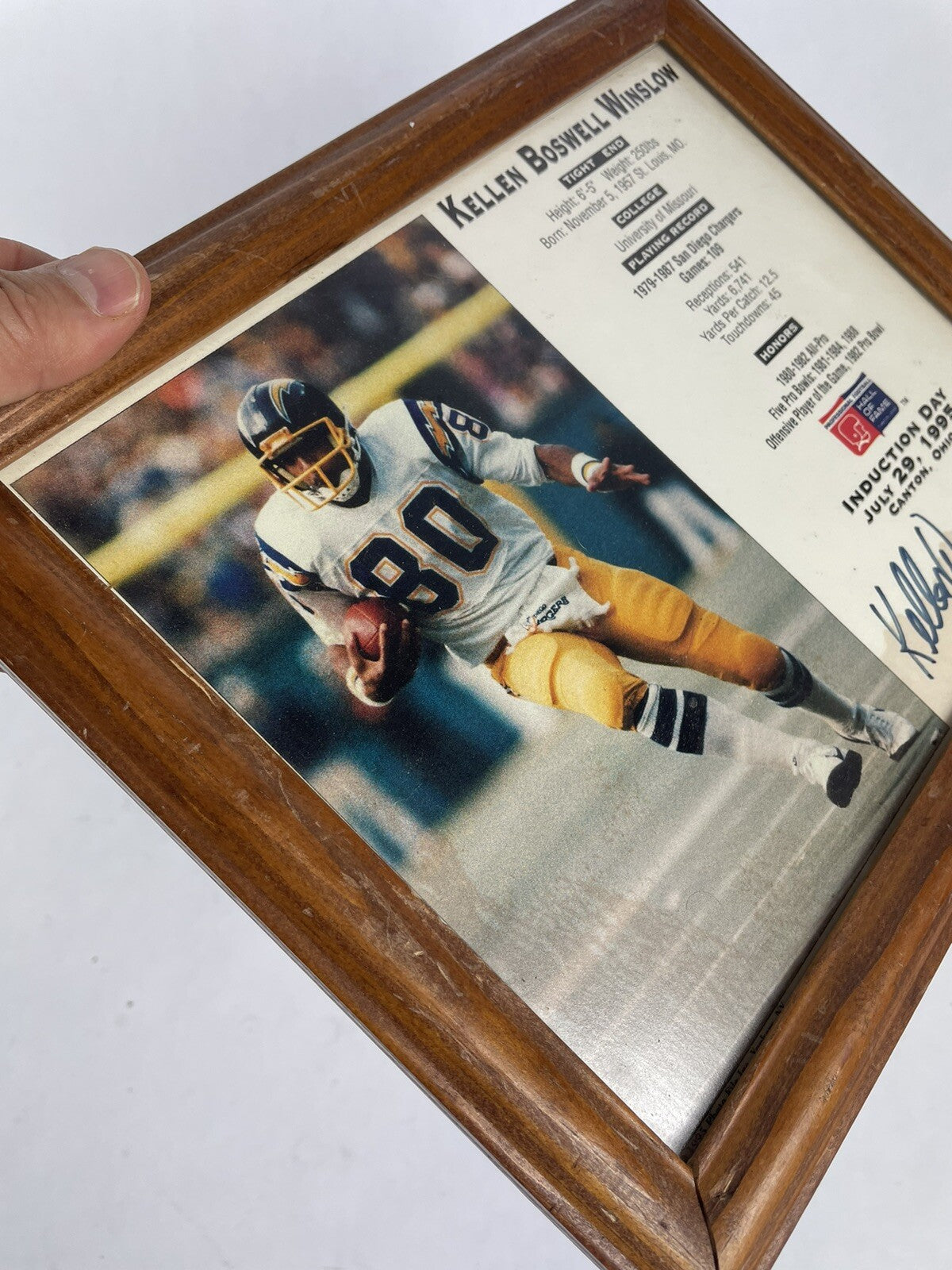 Kellen Winslow Signed 9.5 x 11.5" Framed Induction Day Hall of Fame HOF Chargers