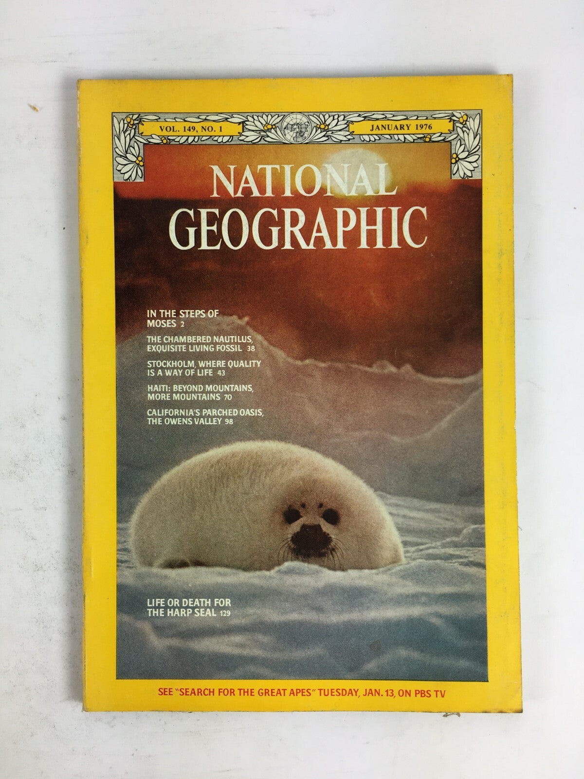 January 1976 National Geographic Magazine Life or Death for The Harp Seal, Haiti