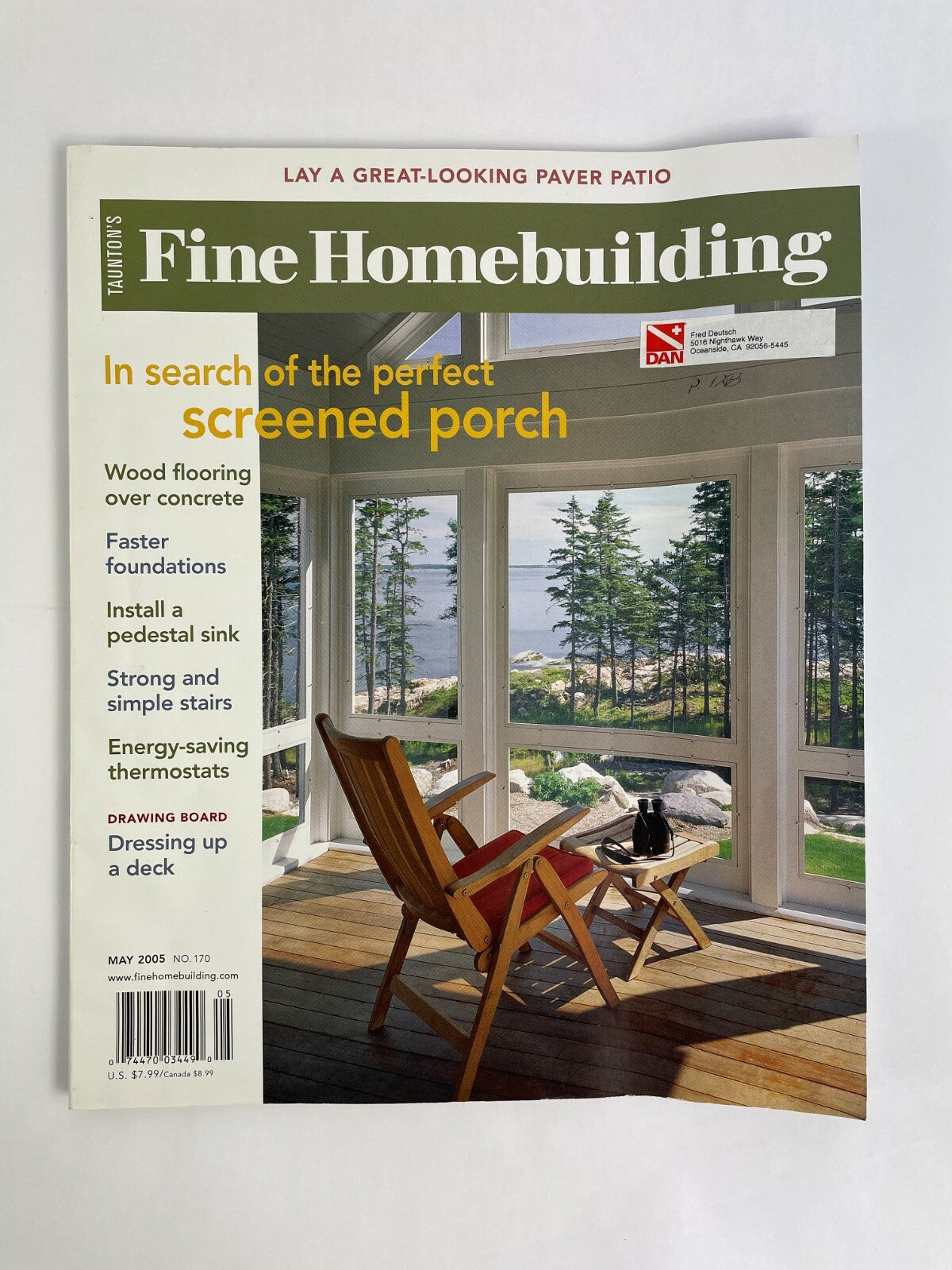 May 2005 Fine Homebuilding Magazine Great-Looking Screened Porch WoodFlooring #A