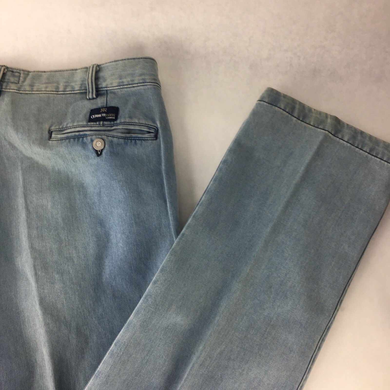 CERRUTI Essential Light Wash Blue Cotton Denim Mens Jeans Straight 52