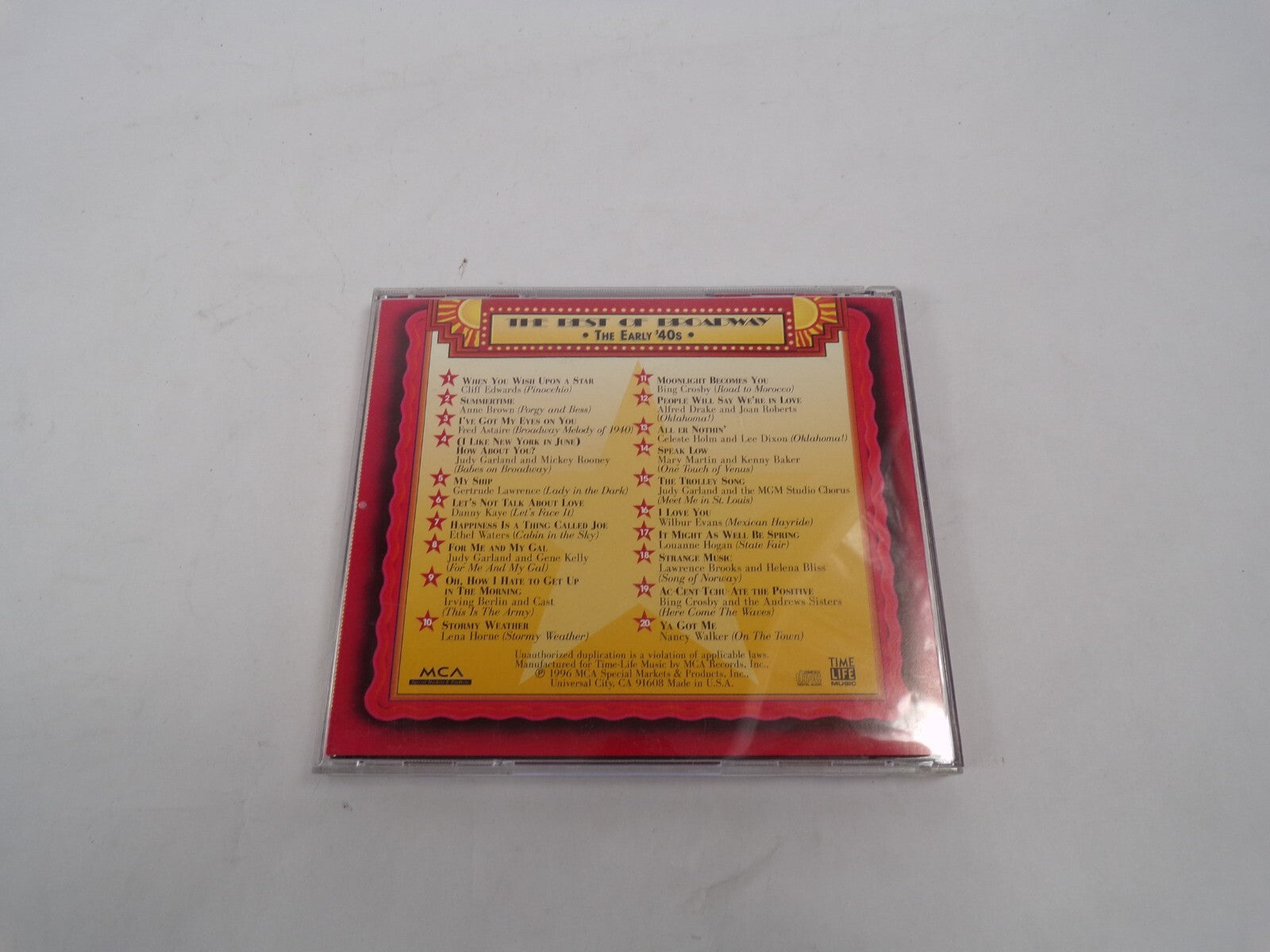 Greay Showstoppers From Stage & Screen Broadway The Early 40's #CD29