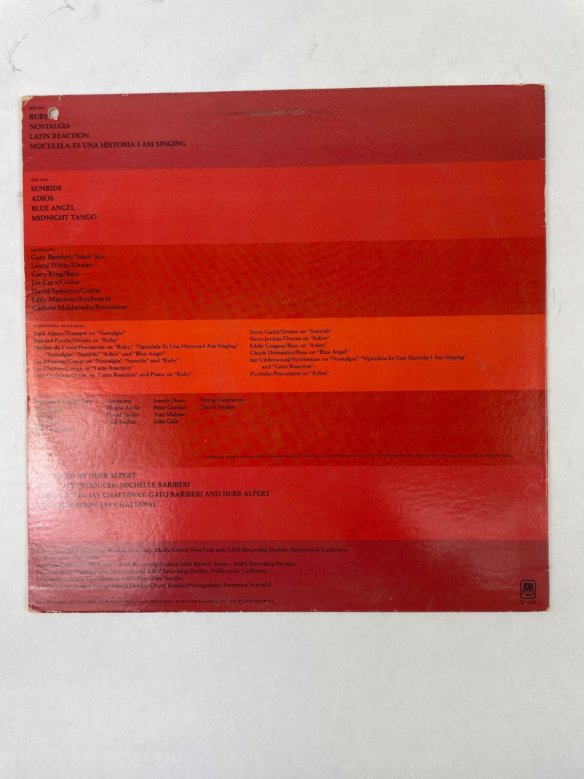 Gato Barbieri Ruby Ruby Sunride Adios Blue Angel Midnight Tango Vinyl Record