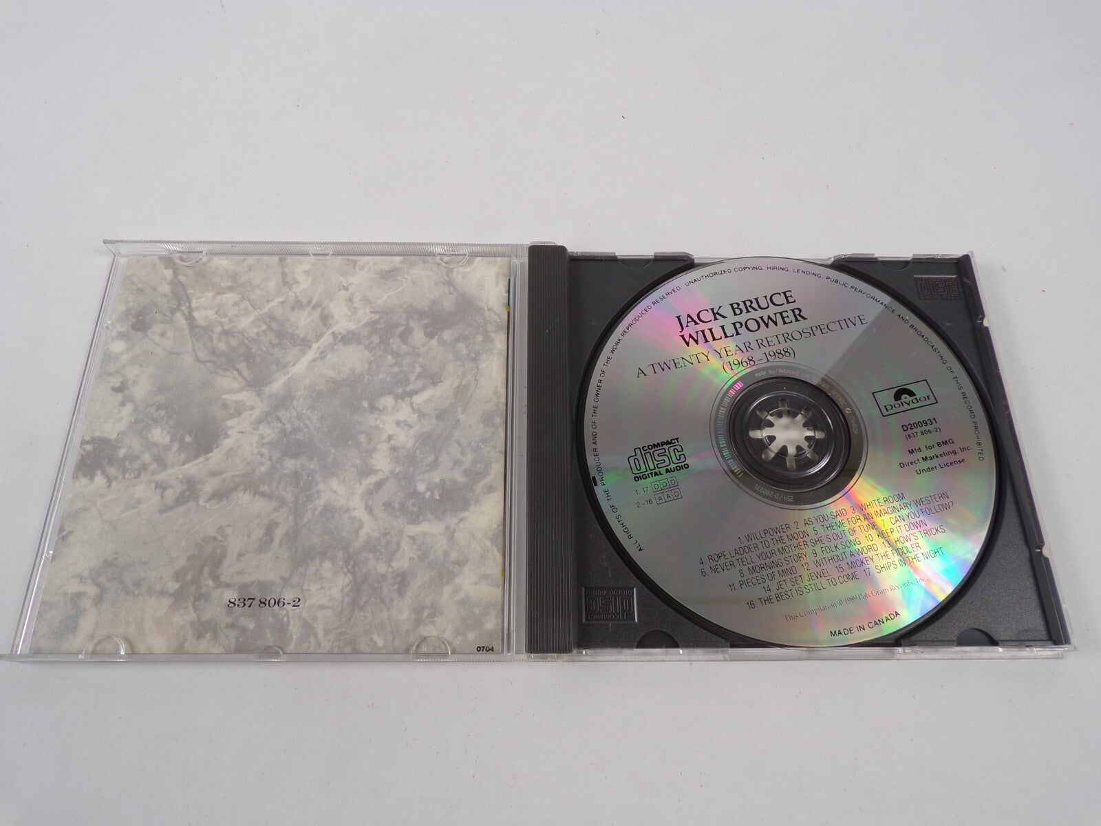 Jack Bruce Will Power A Twenty Year Retrospective As You Said White Room CD#46