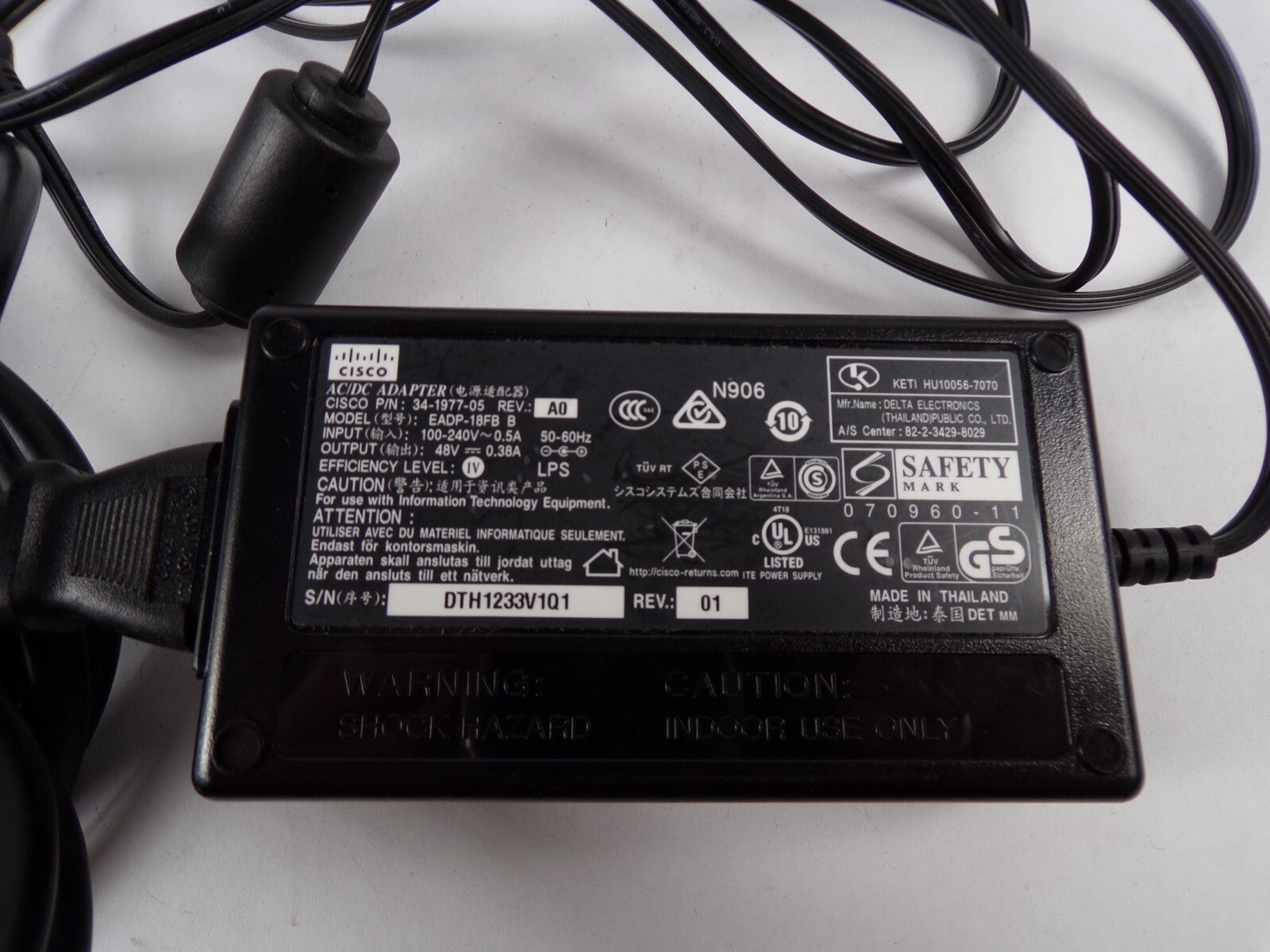 Genuine Cisco EADP-18FB B Output 48 V 0.38 A Power Supply Adapter A00