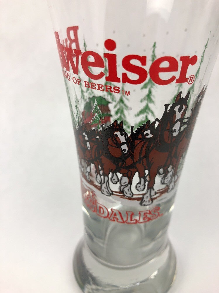 Libbey Budweiser Clydesdales Pilsner Beer Glass 7 1/4" tall Minty clean -FSTSHP
