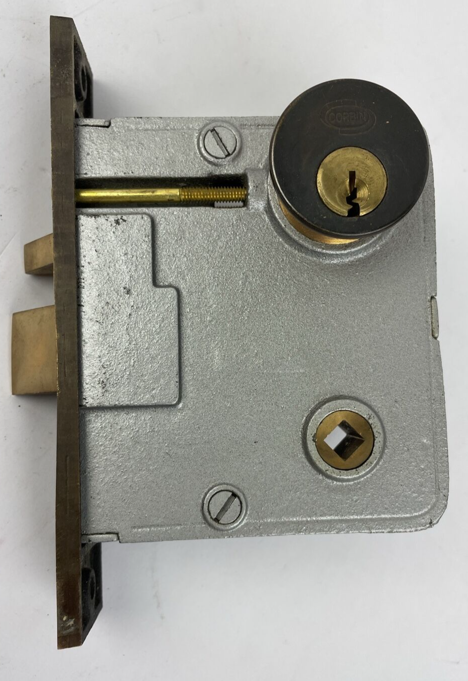 CORBIN 1348 1/2 PUSH BUTTON ENTRY MORTISE LOCK w CYLINDER KEYS LOOK