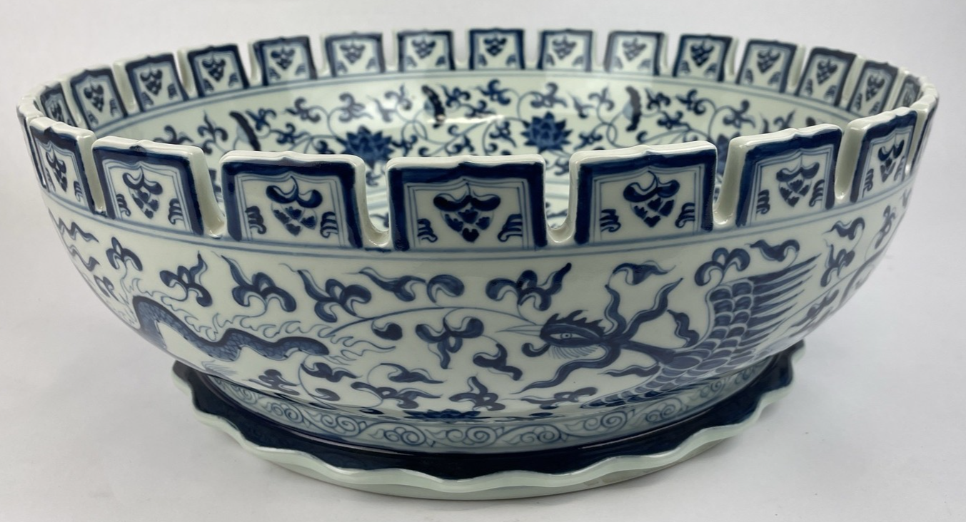 OEM Linkasink Cloisonné Ceramic MING DYNASY Basin Sink Dragon OD 17” x 6” RARE