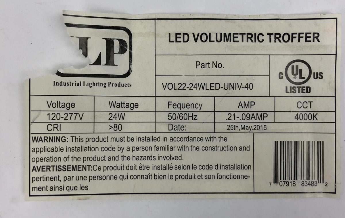 ILP LED Volumetric Troffer VOL22-24WLED-UNIV-40 - LOOK