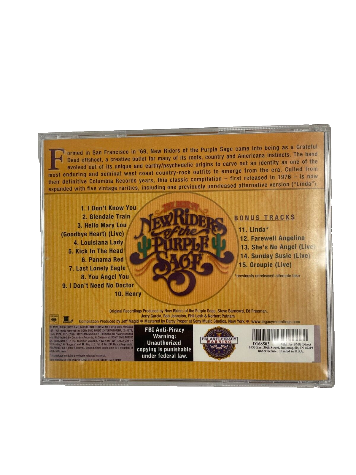 The Best Of New Riders Of The Purple Sage I Dont Know You Glendale Train #M-N-O