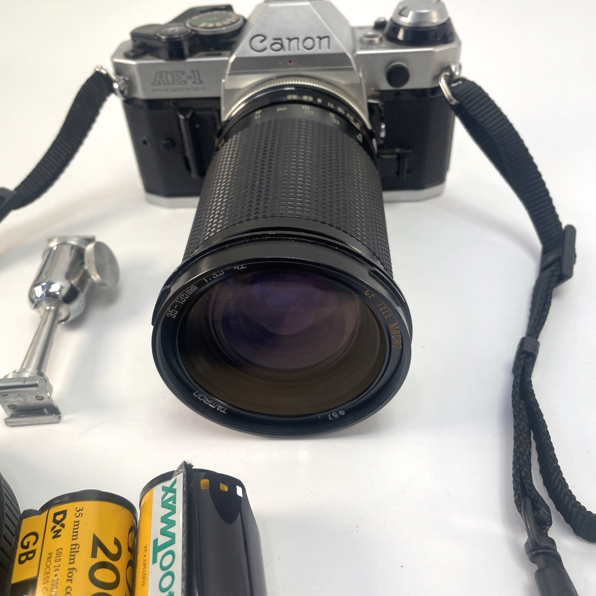 Canon AE-1 Program 35mm SLR Film Camera Tamron 35-135mm f/3.5-4.2 CF Tele Macro