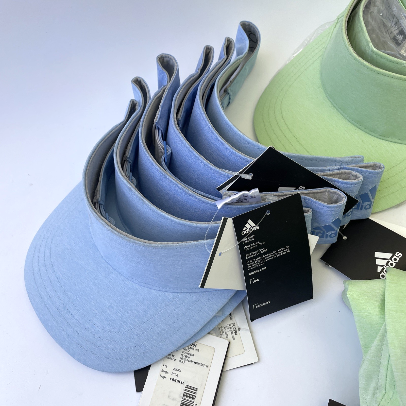 Lot of 14 Adidas Visor Hat Cap Strap Back One Size Green Blue Golf Tennis Womens