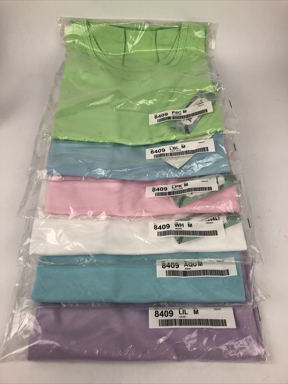 6 x Shop National Women's Medium Ultra Soft Knit Tank Top - Lilac Pink Blue Aqua
