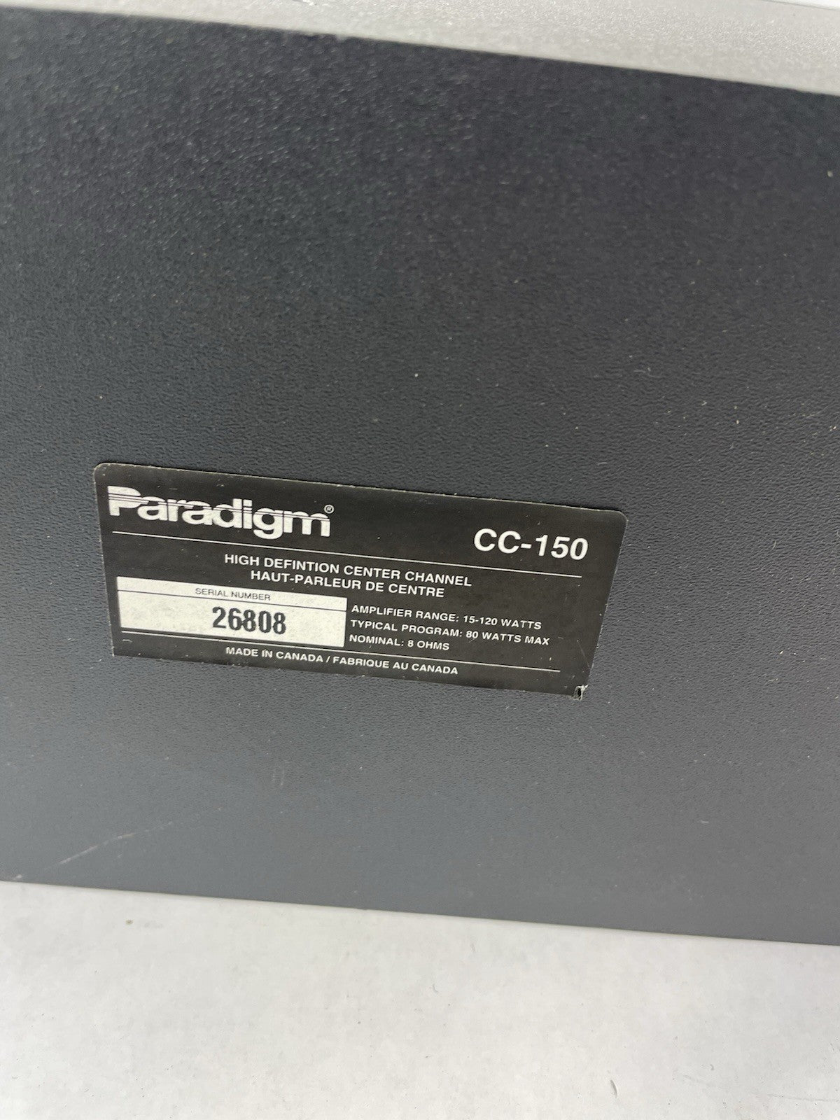 PARADIGM CC-150 High Definition Center Channel Speaker 120 Watt, 5.5" Drivers