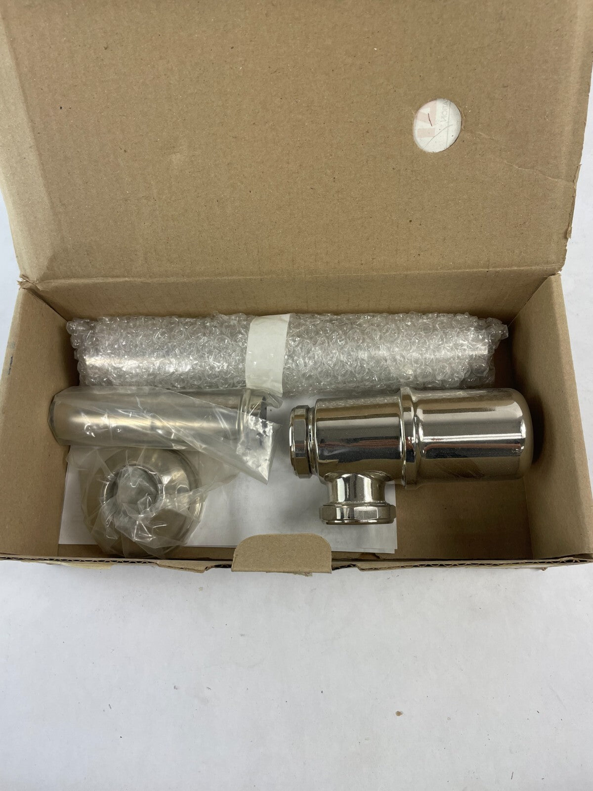 Rubinet Essentials 9DBEPT2PN polished nickel exposed bottle P-trap with flange