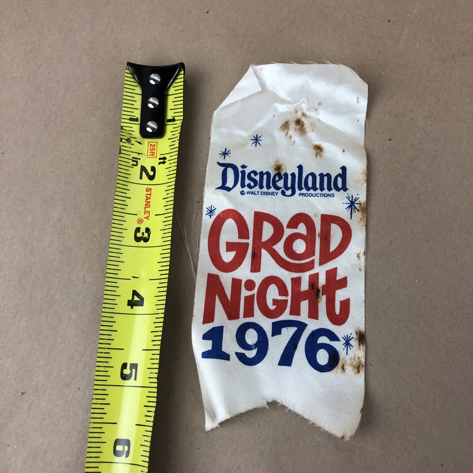 1976 Disneyland’s Grad Night High School Graduation Ribbon Mickey Mouse RARE!!!