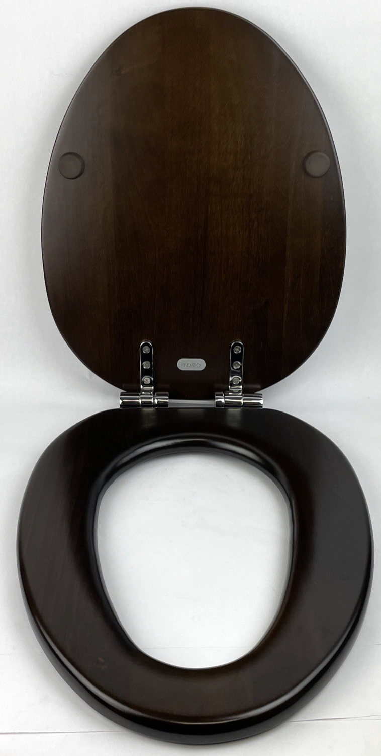 TOTO SS304 Maple SOFTCLOSE TOILET SEAT, ELONGATED CHROME HINGES, MAPLE WOOD