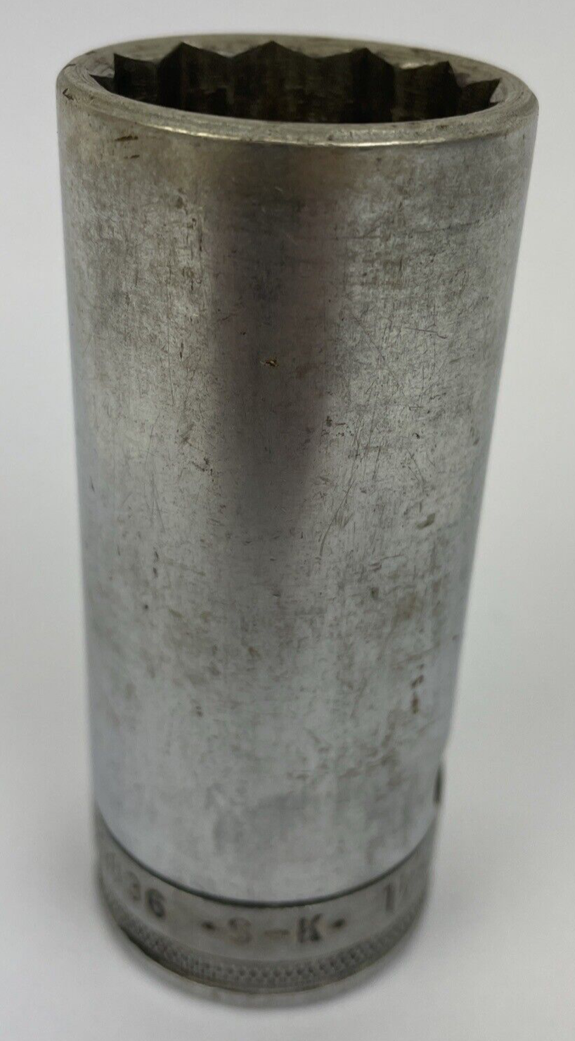 S-K Tools 1/2" Drive 12 Point 1-1/8" Deep Socket # 40836 - Made in the USA